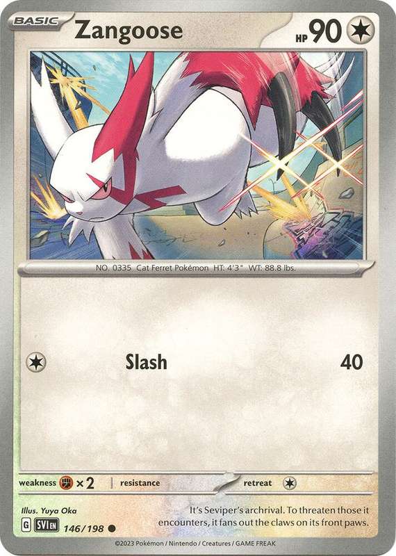 Pokemon Cards - Zangoose 146/198 - Common - Scarlet & Violet Base Set - NM