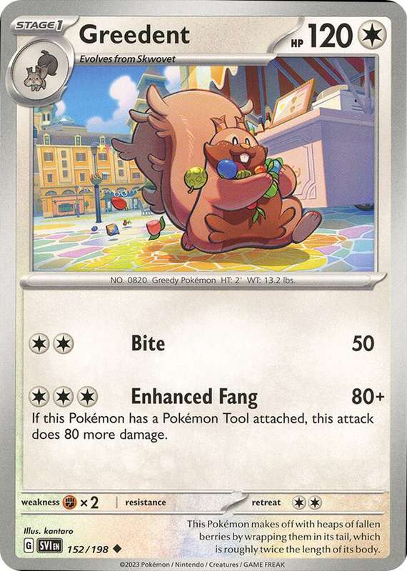 Pokemon Cards - Greedent 152/198 - Uncommon - Scarlet & Violet Base Set - NM