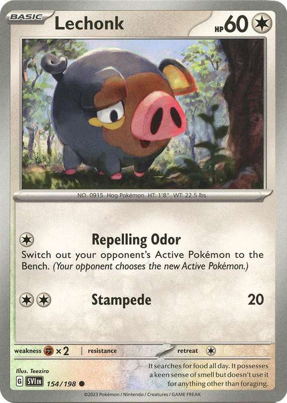 Pokemon Cards - lechonk 154/198 - Common - Scarlet & Violet Base Set - NM
