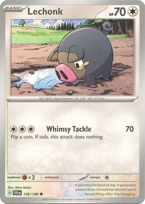 Pokemon Cards - Lechonk 156/198 - Common - Scarlet & Violet Base Set - NM