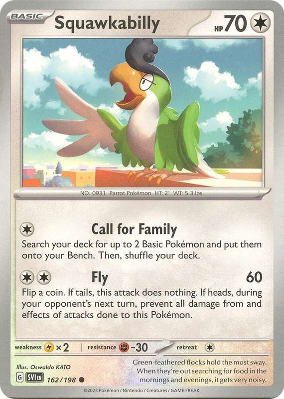 Pokemon Cards - Squawkabilly 162/198 - Common - Scarlet & Violet Base Set - NM