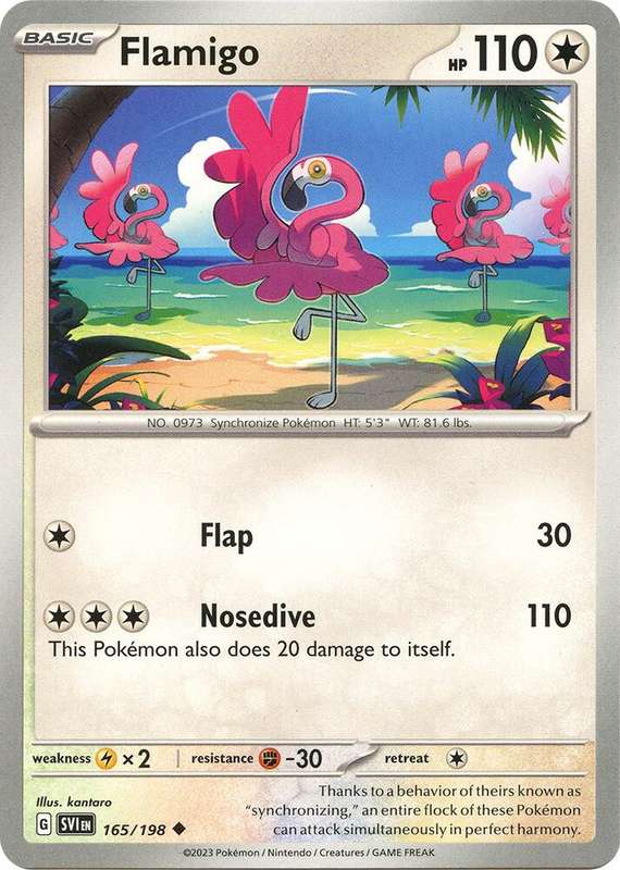 Pokemon Cards - Flamigo 165/198 - Uncommon - Scarlet & Violet Base Set - NM