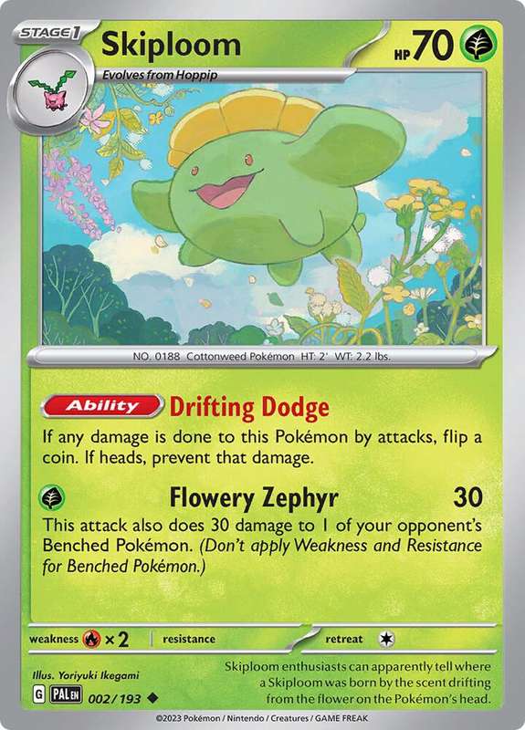 Pokemon Card - Skiploom 002/193 - Uncommon - Paldea Evolved NM