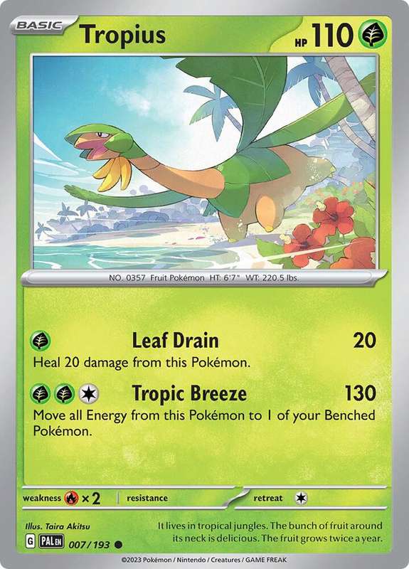 Pokemon Card - Tropius 007/193 - Common - Paldea Evolved NM