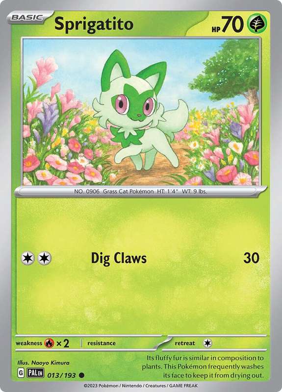 Pokemon Card - Sprigatito 013/193 - Common - Paldea Evolved NM
