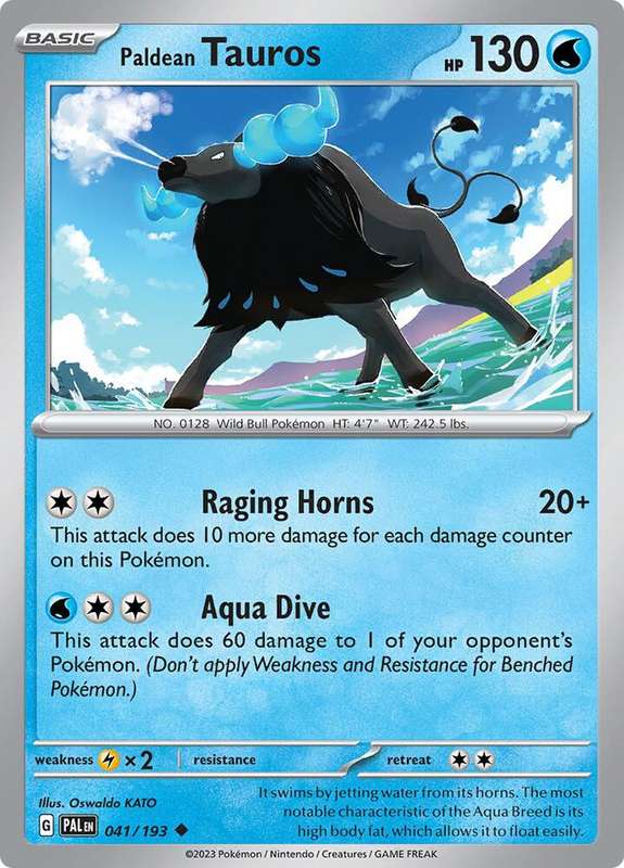 Pokemon Card - Paldean Tauros 041/193 - Uncommon - Paldea Evolved NM