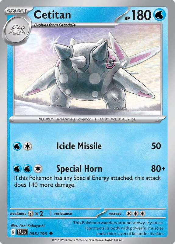 Pokemon Card - Cetitan 055/193 - Uncommon - Paldea Evolved NM