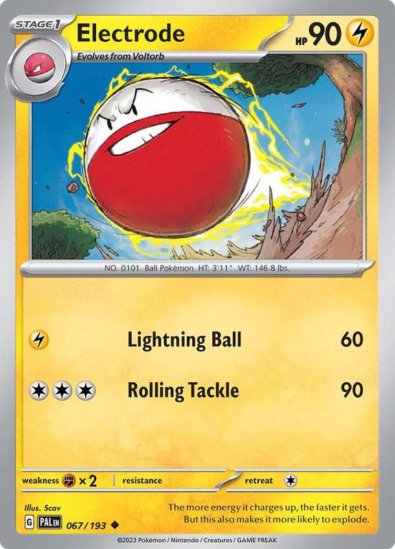 Pokemon Card - Electrode 067/193 - Uncommon - Paldea Evolved NM