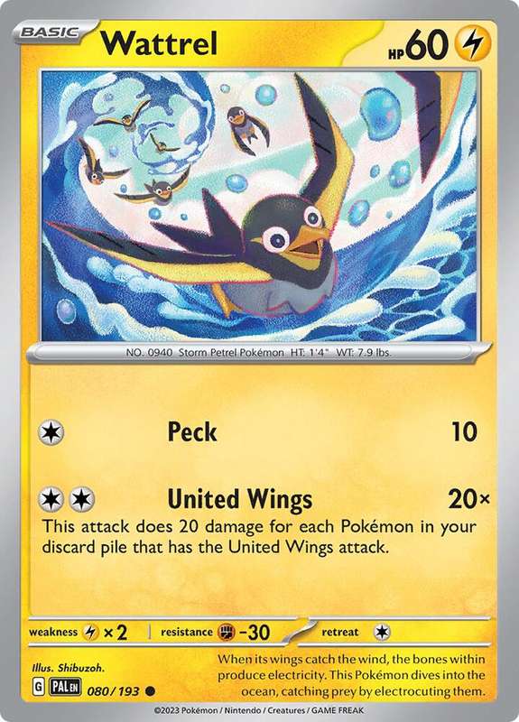 Pokemon Card - Wattrel 080/193 - Common - Paldea Evolved NM
