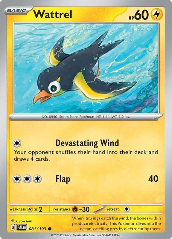 Pokemon Card - Wattrel 081/193 - Common - Paldea Evolved NM