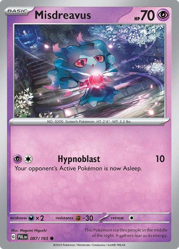 Pokemon Card - Misdreavus 087/193 - Common - Paldea Evolved NM