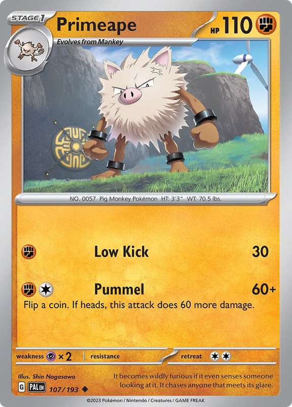 Pokemon Card - Primeape 107/193 - Uncommon - Paldea Evolved NM