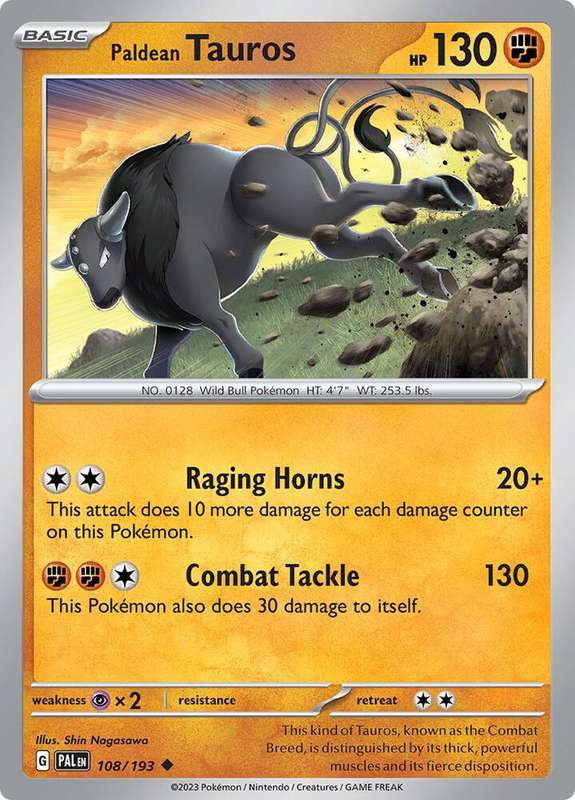 Pokemon Card - Paldean Tauros 108/193 - Uncommon - Paldea Evolved NM