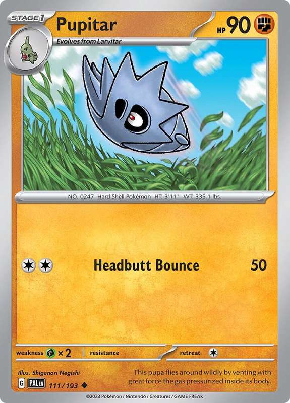 Pokemon Card - Pupitar 111/193 - Uncommon - Paldea Evolved NM