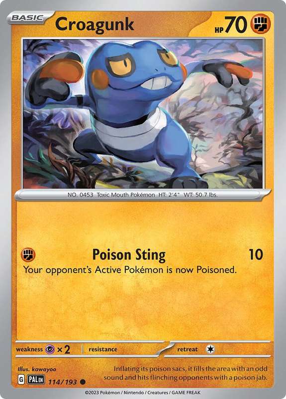 Pokemon Card - Croagunk 114/193 - Common - Paldea Evolved NM