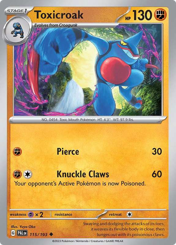 Pokemon Card - Toxicroak 115/193 - Uncommon - Paldea Evolved NM