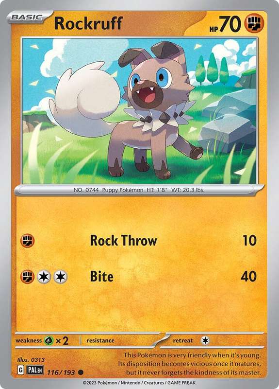 Pokemon Card - Rockruff 116/193 - Common - Paldea Evolved NM