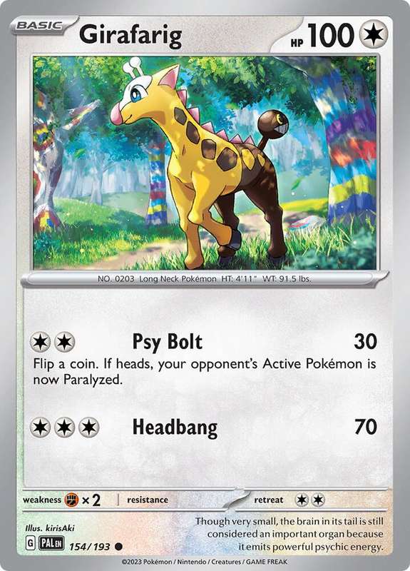 Pokemon Card - Girafarig 154/193 - Common - Paldea Evolved NM