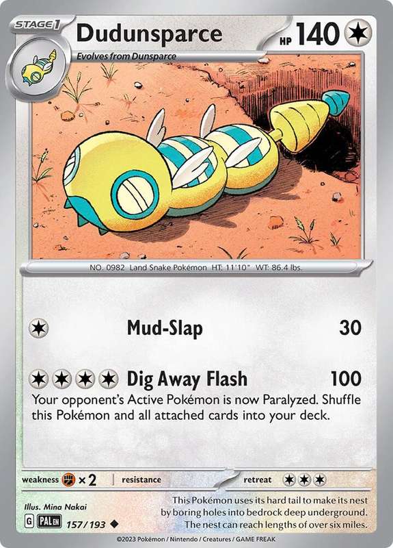 Pokemon Card - Dudunsparce 157/193 - Uncommon - Paldea Evolved NM