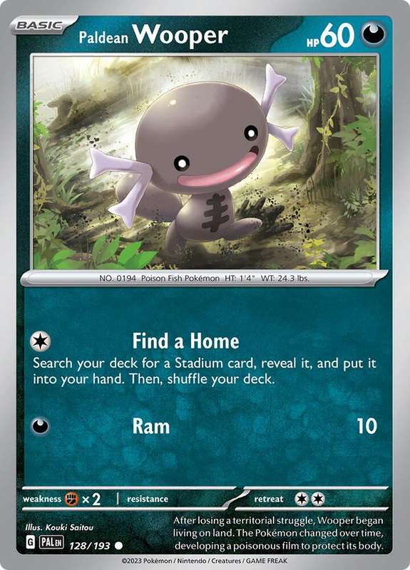 Pokemon Card - Paldean Wooper 128/193 - Common - Paldea Evolved NM