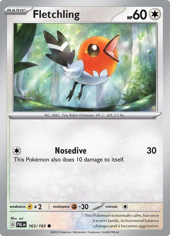 Pokemon Card - Fletchling 163/193 - Common - Paldea Evolved NM