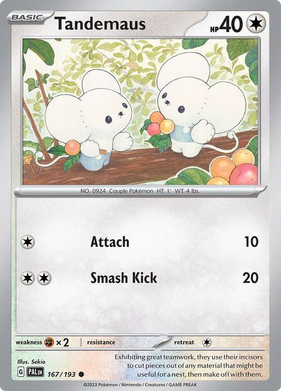 Pokemon Card - Tandemaus 167/193 - Common - Paldea Evolved NM