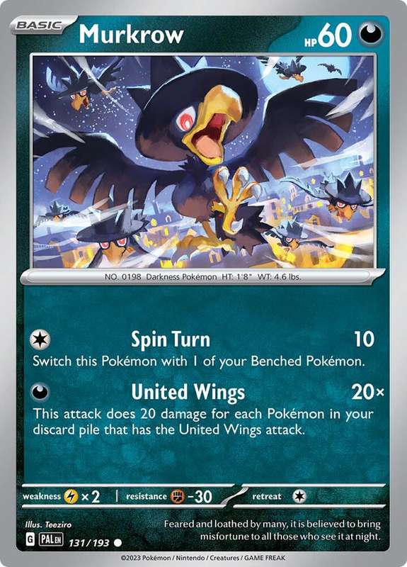 Pokemon Card - Murkrow 131/193 - Common - Paldea Evolved NM