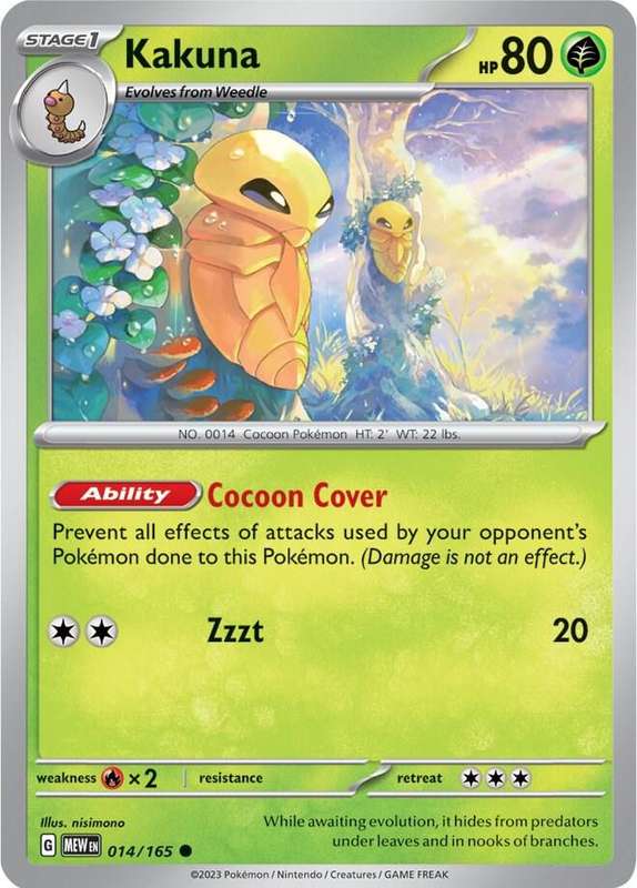 Pokemon Card - Kakuna 014/165 - Common - Pokemon 151 - NM