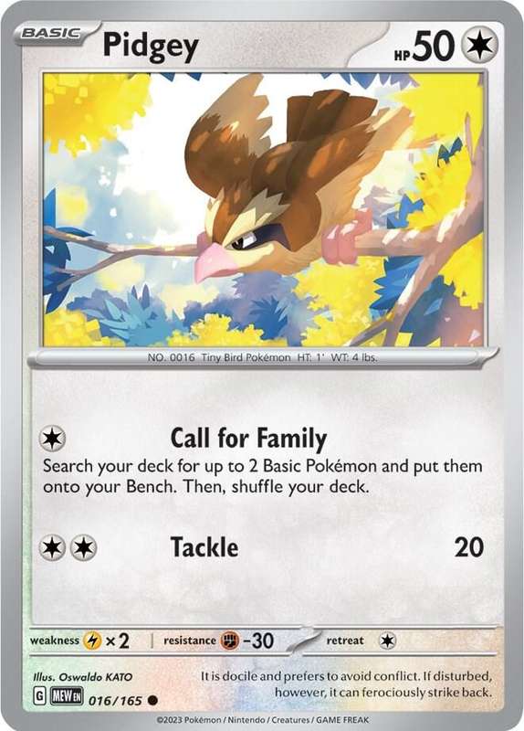 Pokemon Card - Pidgey 016/165 - Common - Pokemon 151 - NM
