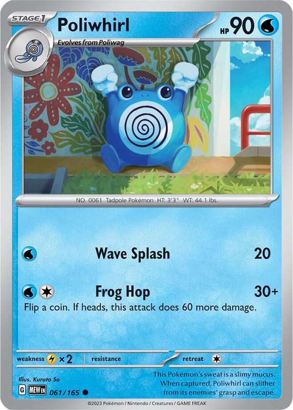 Pokemon Card - Poliwhirl 061/165 - Common - Pokemon 151 - NM