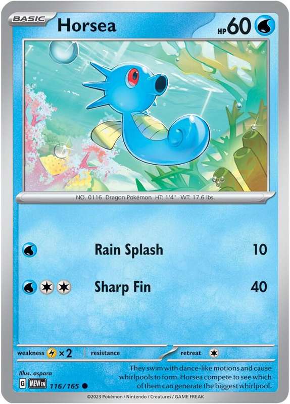 Pokemon Card - Horsea 116/165 - Common - Pokemon 151 - NM