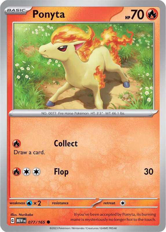 Pokemon Card - Ponyta 077/165 - Common - Pokemon 151 - NM