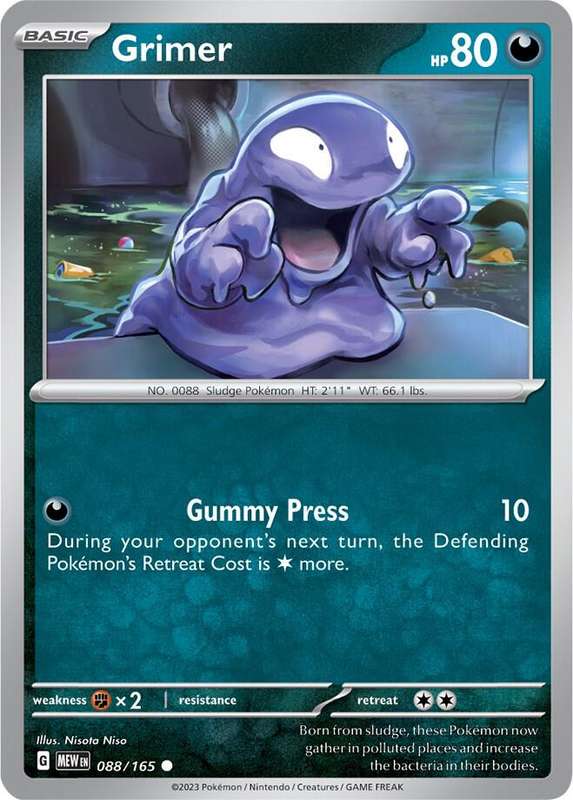 Pokemon Card - Grimer 088/165 - Common - Pokemon 151 - NM