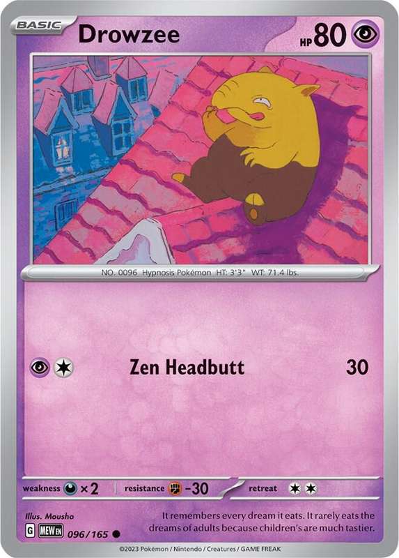 Pokemon Card - Drowzee 096/165 - Common - Pokemon 151 - NM