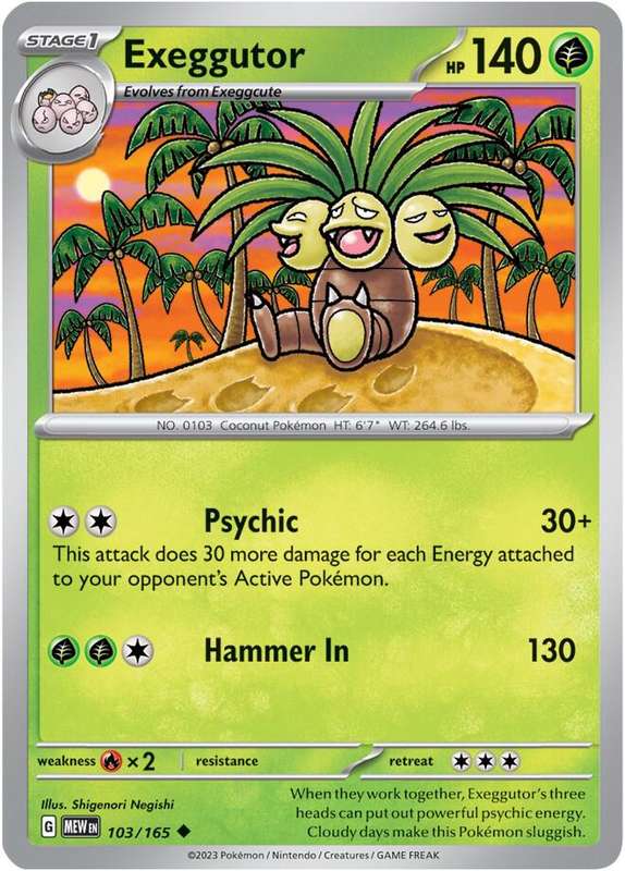 Pokemon Card -Exeggutor 103/165 - Uncommon - Pokemon 151 - NM