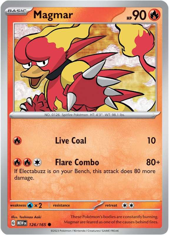 Pokemon Card - Magmar 126/165 - Common - Pokemon 151 - NM