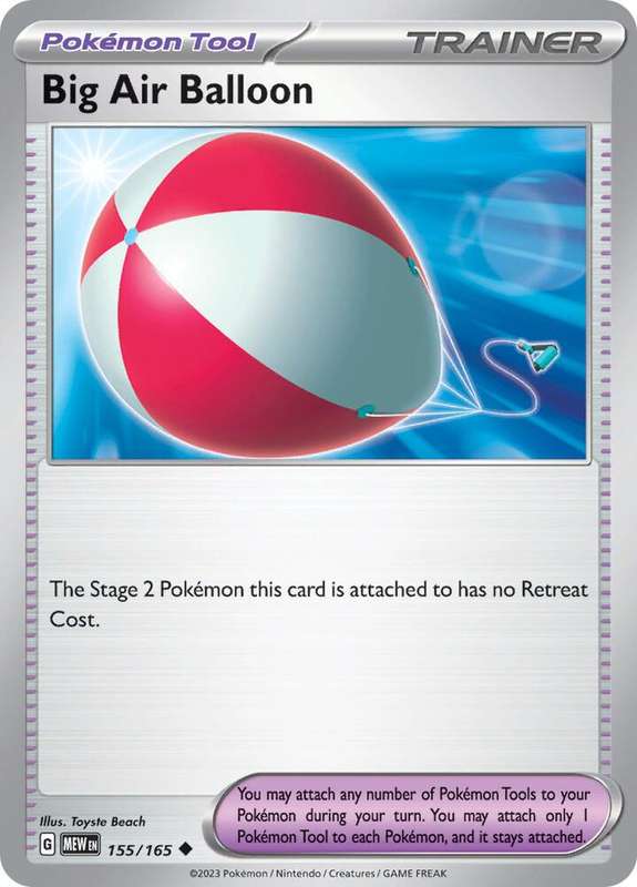 Pokemon Card - Big Air balloon 155/165 - Uncommon trainer  - Pokemon 151 - NM