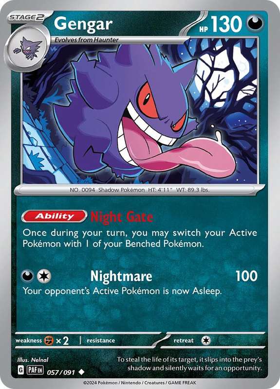 Pokemon Card - Gengar 057/091 - Uncommon - Paldean fates