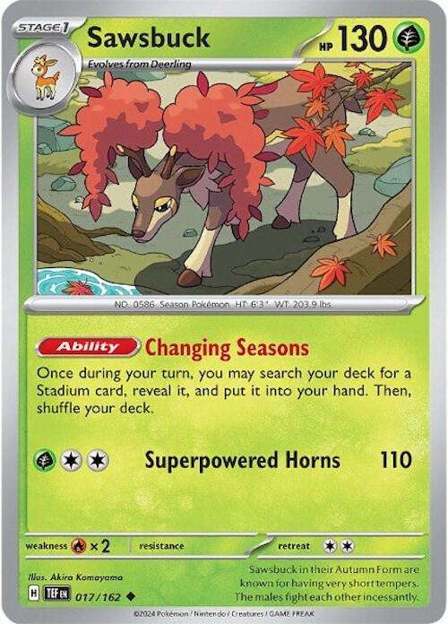 Pokemon Card - Sawsbuck 017/162 - Uncommon - Temporal Forces NM