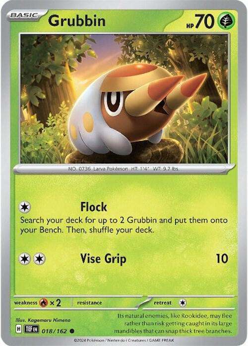 Pokemon Card - Grubbin 018/162- Common - Temporal Forces NM