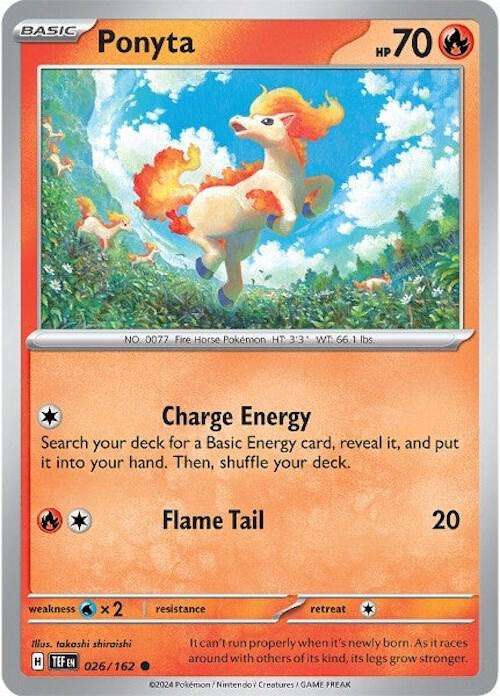 Pokemon Card - Ponyta 026/162- Common - Temporal Forces NM
