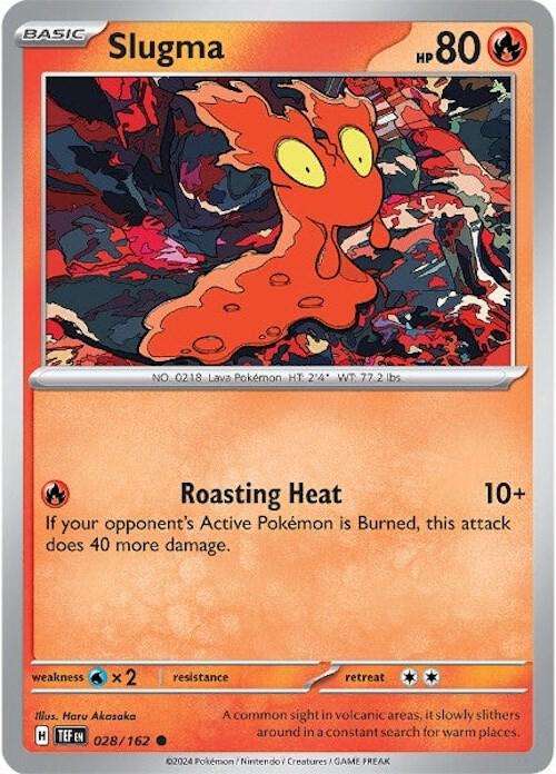 Pokemon Card - Slugma 028/162- Common - Temporal Forces NM