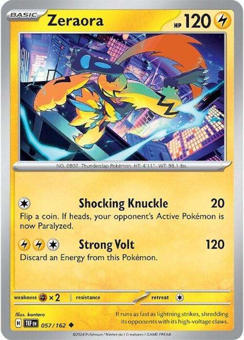 Pokemon Card - Zeraora 057/162 - Uncommon - Temporal Forces NM