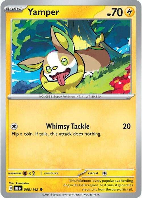 Pokemon Card - Yamper 058/162 - Common - Temporal Forces NM