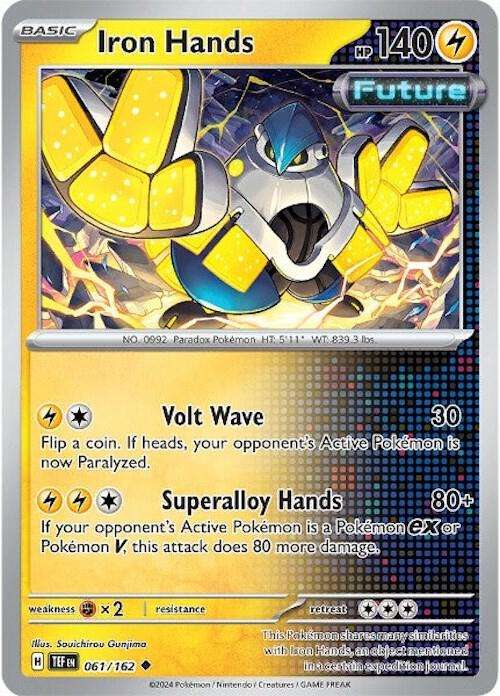 Pokemon Card - Iron Hands 061/162 - Uncommon - Temporal Forces NM