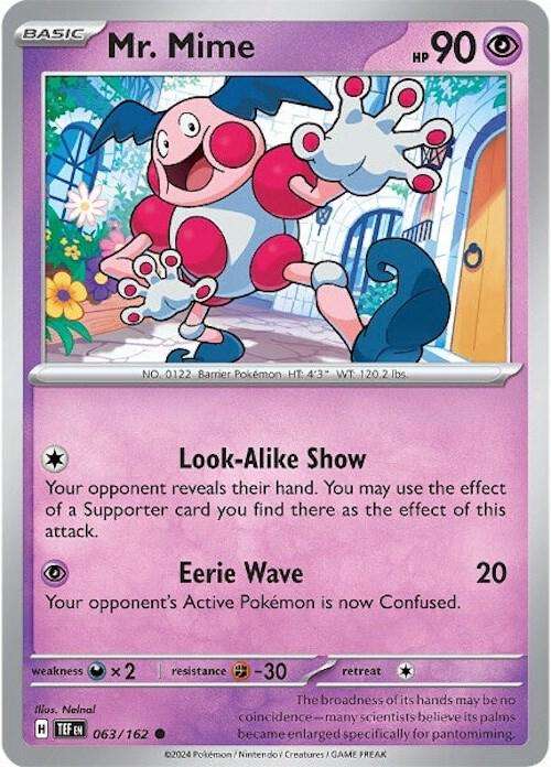 Pokemon Card - Mr. Mime 063/162 - Common - Temporal Forces NM