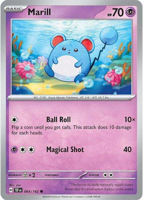 Pokemon Card - Marill 064/162 - Common - Temporal Forces NM