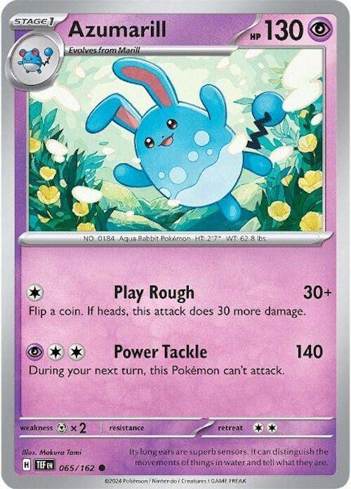 Pokemon Card - Azumarill 065/162 - Common - Temporal Forces NM