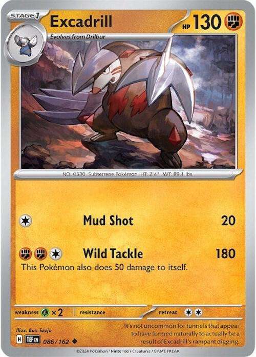 Pokemon Card - Excadrill 086/162 - Uncommon - Temporal Forces NM