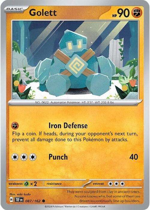 Pokemon Card - Golett 087/162 - Common - Temporal Forces NM